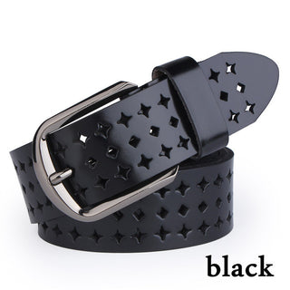 Leather Alloy Pin Buckle Multi Hole Belt