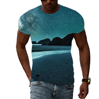 Buy cy70113 Trend Print Men&#39;s Aurora Pattern 3d T-Shirt