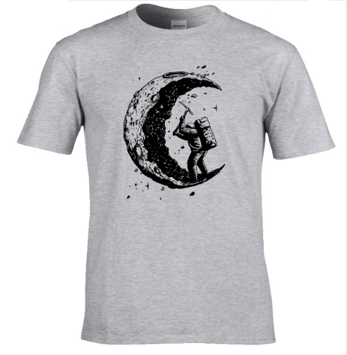 Men's Digging The Moon Print Casual T Shirt