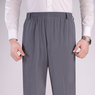 Buy dark-grey Men Deep Crotch Silk Pants