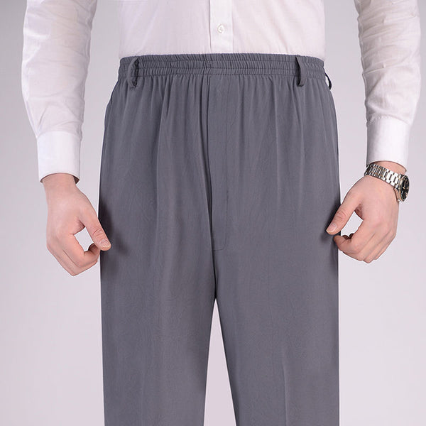 Men Deep Crotch Silk Pants