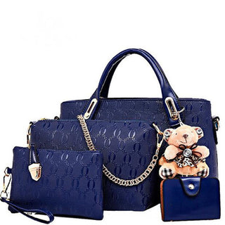 Four Piece PU Leather Solid Color Bag Set