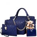 Four Piece PU Leather Solid Color Bag Set