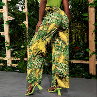 Forest Printed Elasticated Straight Leg Pants