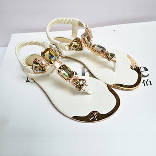 Buy white Elastic Band Crystal Light Wearproof Nonslip Sandals