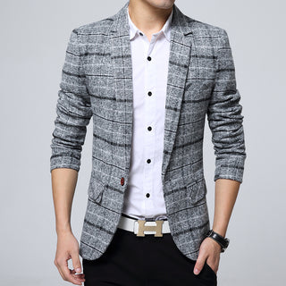 Men Casual Plaid Blazer