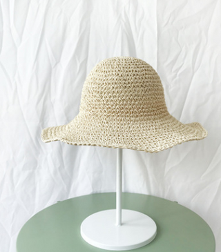 Buy beige Foldable Straw Beach Hat