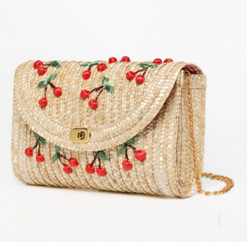 Women Fruit Crossbody Straw Bag