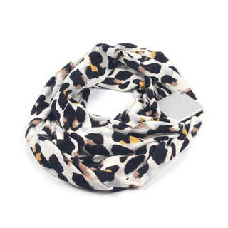 Buy leopard-white Women Ring-Printed Infinity Scarf