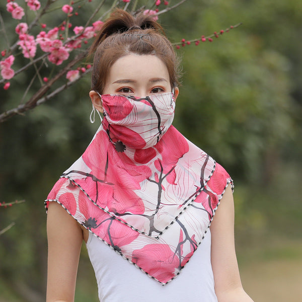 Women Chiffon One-Piece Mask Scarf