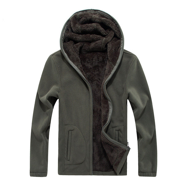 Men Plain Zip-Up Hoodie