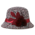 Woolen Pom Pom Flowered Ribbon Hat