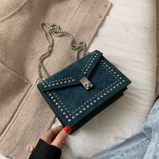 Leather Scrub Small Chained Crossbody Bag