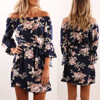 Women Printed Loose Belt Dress