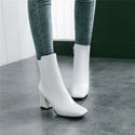 Women Thick Heeled Leather Boots