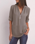 Women's Long Sleeve Loose V-neck Shirt