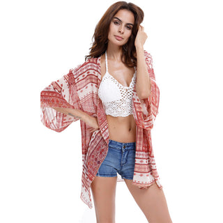 Buy pink Chiffon Printed Cardigan Shawl