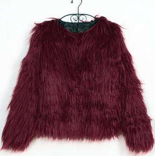 Buy red Women Bust Shoulder Fur Coat