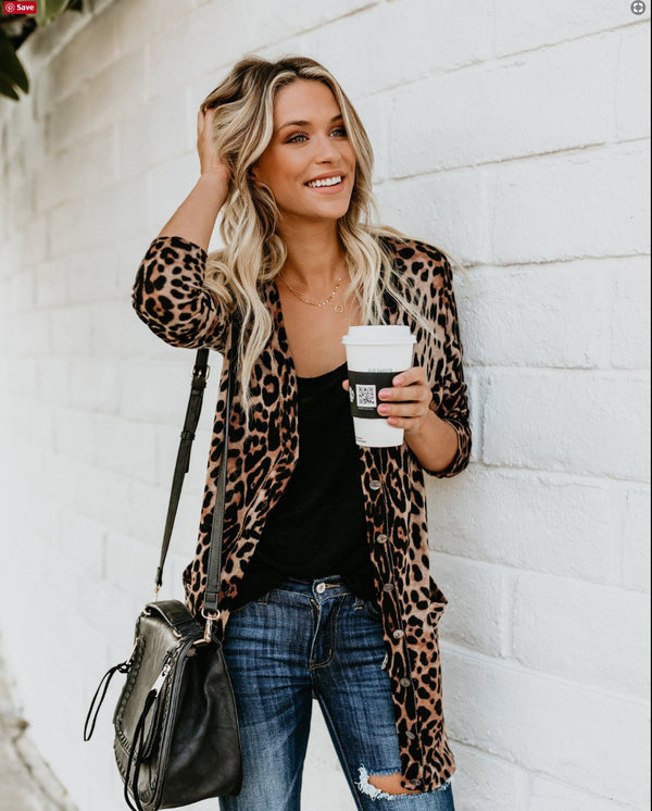 Women Leopard Print Cardigan