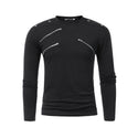 Men Multi Zipper Half High Collar T-shirt