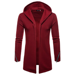 Buy red Solid Color Hooded Cardigan