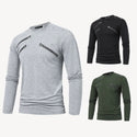 Men Multi Zipper Half High Collar T-shirt