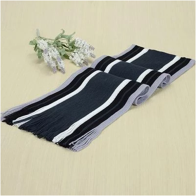 Men Striped Fringe Scarves