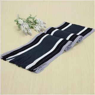 Buy navy-blue Men Striped Fringe Scarves