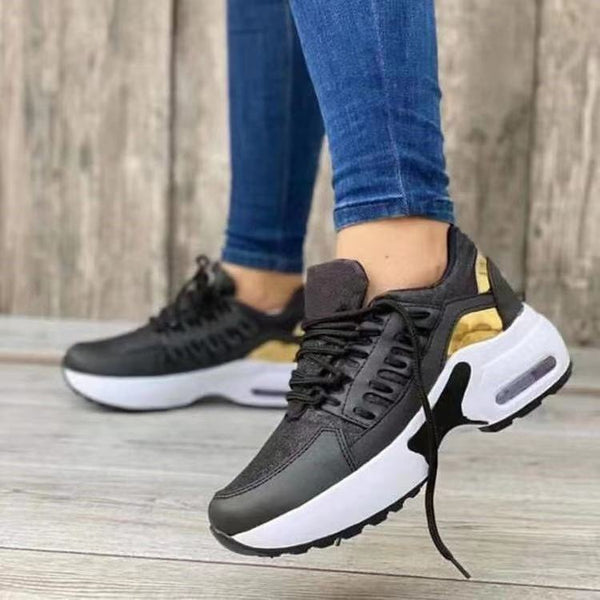 Women Lace Up Wedge Heel Sneakers