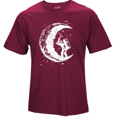 Men's Digging The Moon Print Casual T Shirt