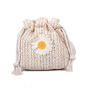 Woven Straw Drawstring Floral Crossbody Bag