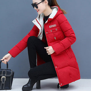 Buy red Mid-length Thick Down Cotton Jacket