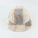 Women Cotton Plush Plaid Flat-top Basin Hat