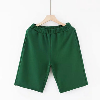 Buy dark-green Cotton Mid Thigh Elasticated Short