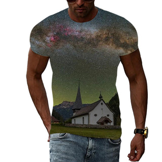 Buy cy70115 Trend Print Men&#39;s Aurora Pattern 3d T-Shirt