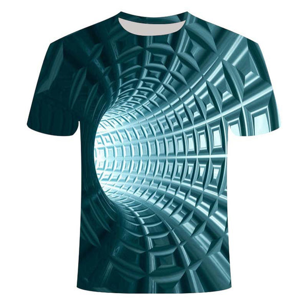 Men Creative 3D Line Printing T-Shirt