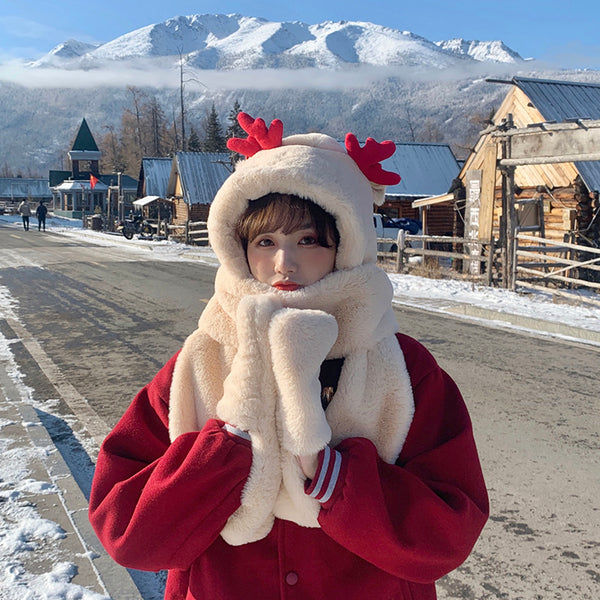 One-Piece Hat & Gloves Scarf Combo