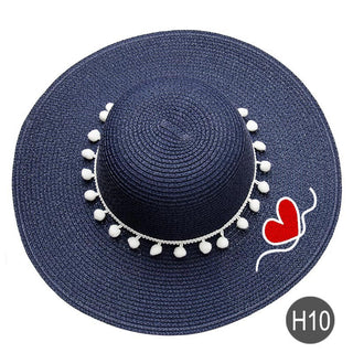 Women Plain Heart Patterned Straw Hat