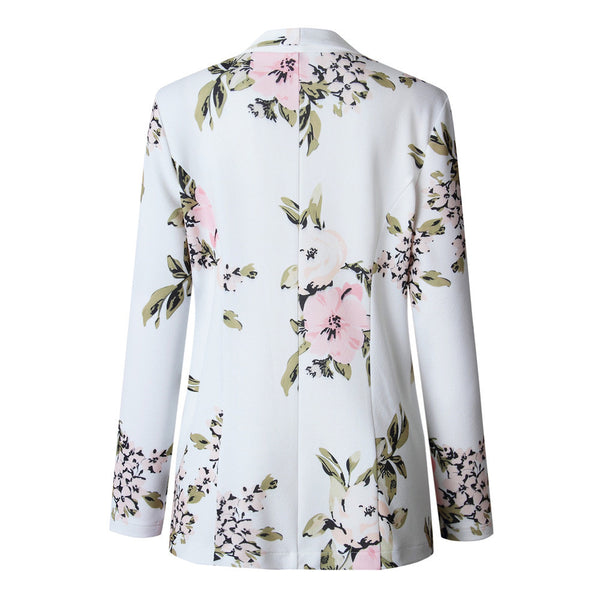 Floral Print Long Sleeve Cotton Blazer