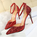 Women High Metallic Sequined Heels