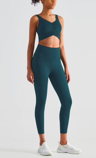 Buy green Side Pocket High Waist Nylon Leggings