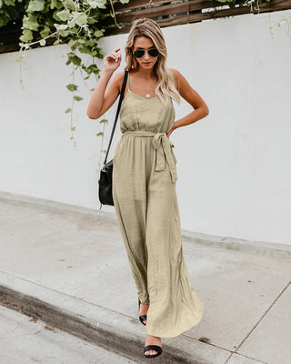 Buy khaki Sling Jumpsuit With Wide Legs