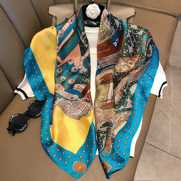 Women Multi-Patterned Printed Silk Scarf