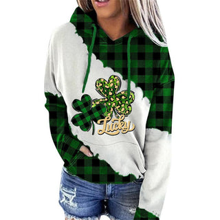 Buy two-leaves Women Lucky Grass Print Sweatshirts Hoodie