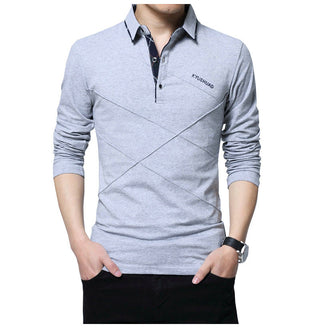 Buy light-grey Men Long Sleeve Polo Shirt