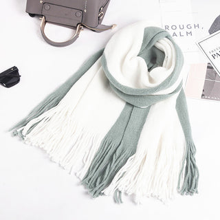 Women Stripe Patterned Woolen Knitted Scarf