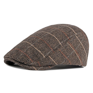 Buy khaki Men Retro Plaid Wool Hat