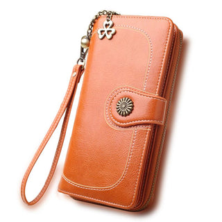 Buy orange Women Floral Split Long Leather Wallet