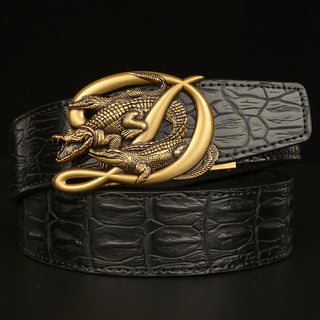 Buy i Patterned Real Cowhide Automatic Buckle Belt