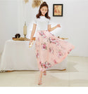 Women Floral Chiffon Maxi Skirt